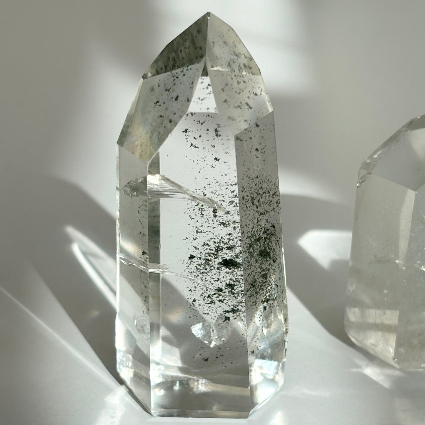 Green Chlorite Quartz Point | B - Shiny Crystals