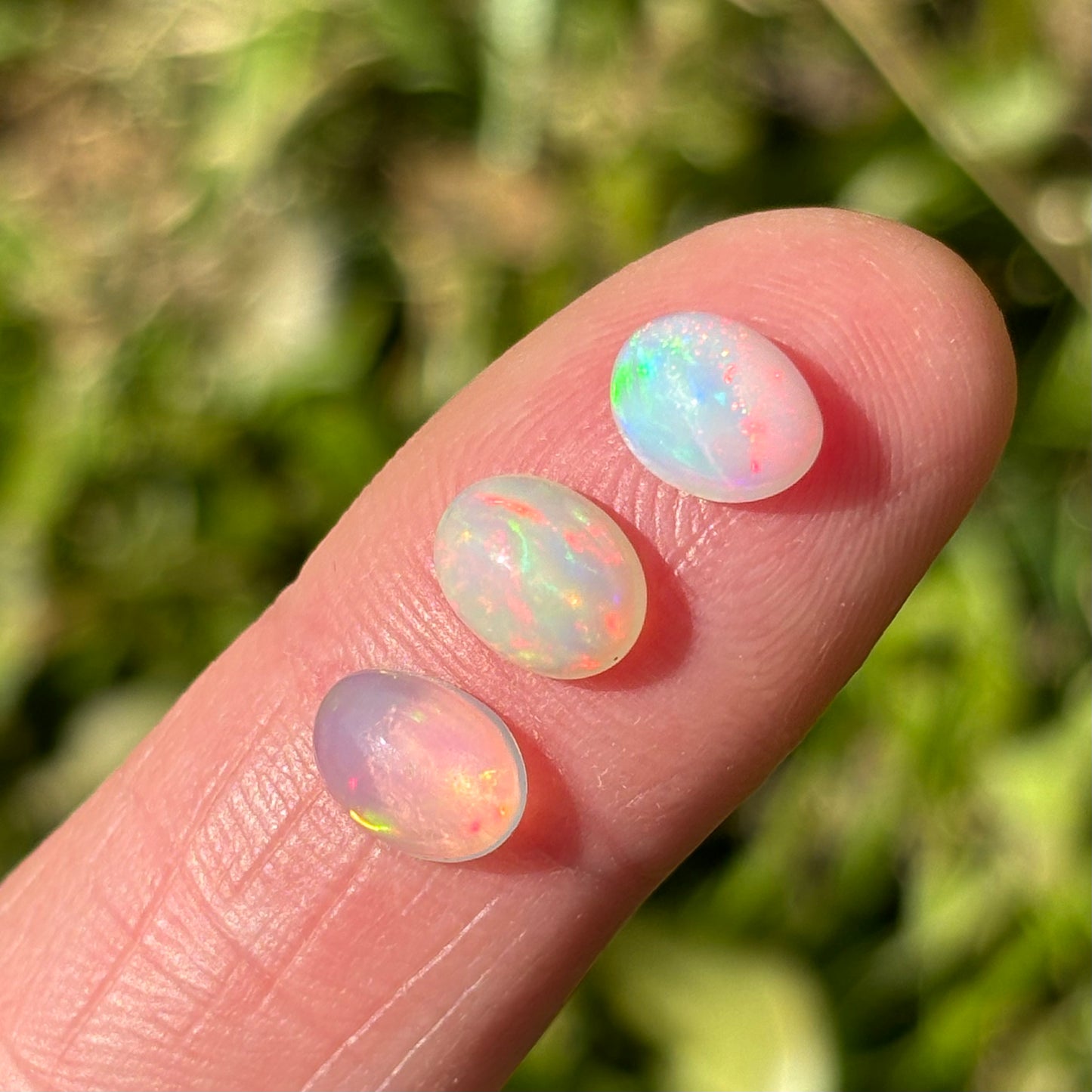 White Opal Oval Cabochon - Shiny Crystals