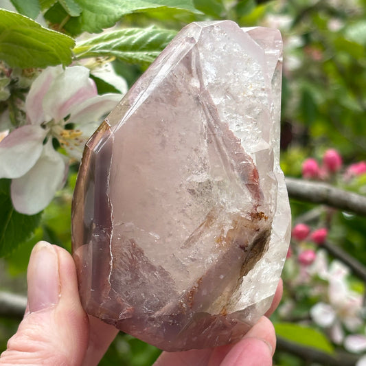 Half Polished Pink Lithium Freeform - Shiny Crystals