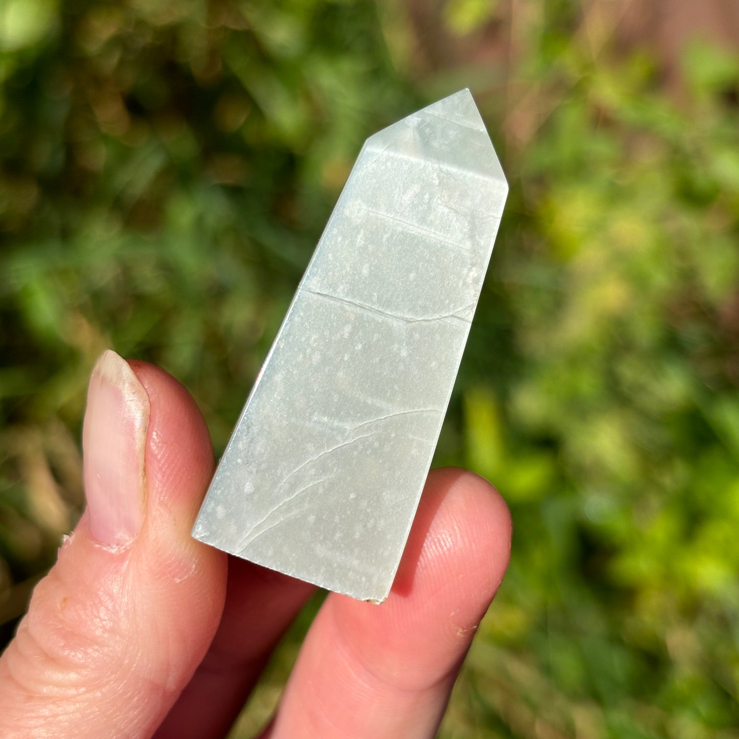 Flashy Silky Sage Garnierite - Green Moonstone Point #2