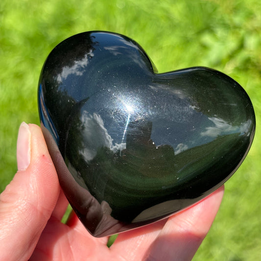 Rainbow Obsidian Puffy Heart | C - Shiny Crystals