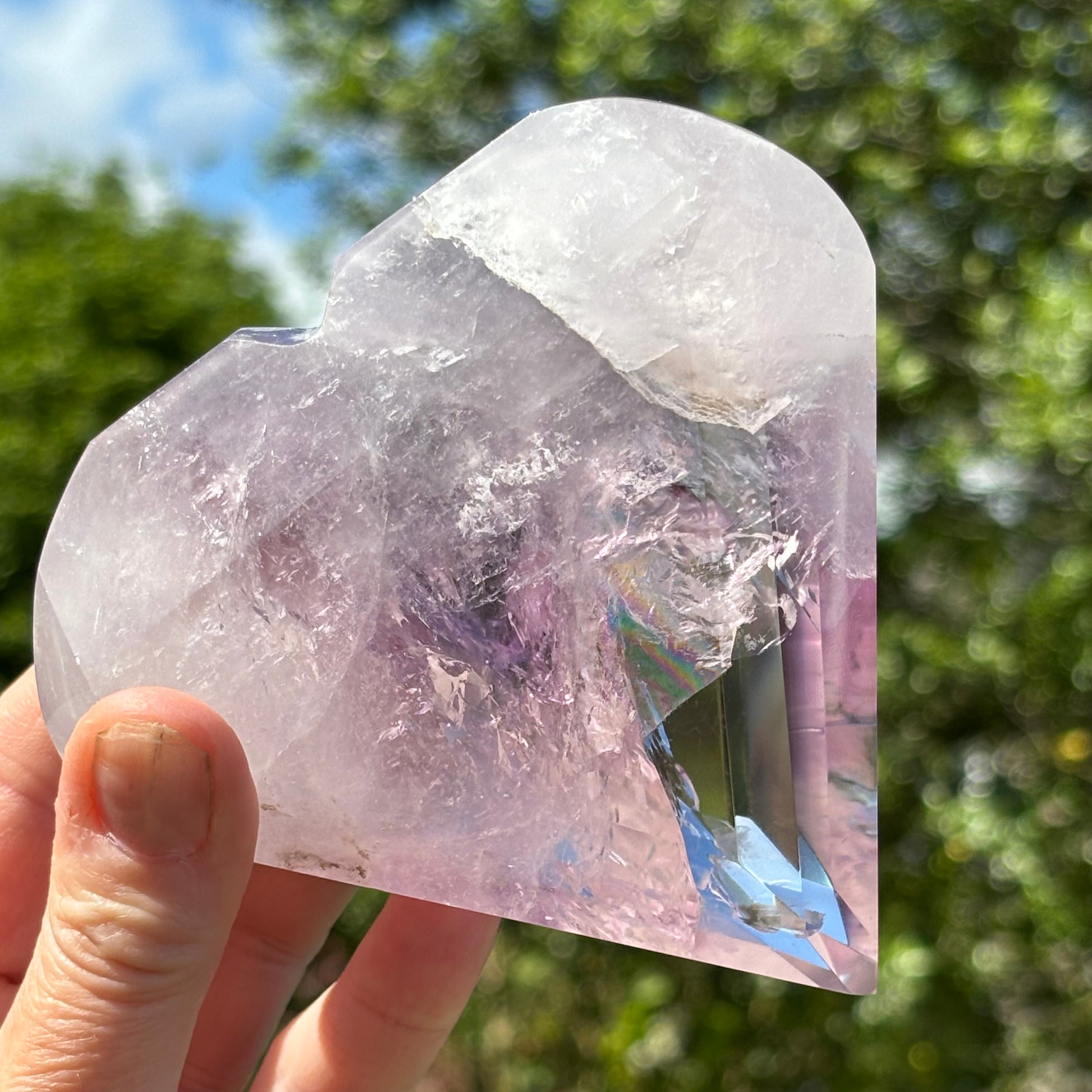 Large Faceted Amethyst Heart #1 - Shiny Crystals