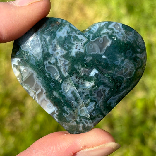 Moss Agate Heart | C - Shiny Crystals