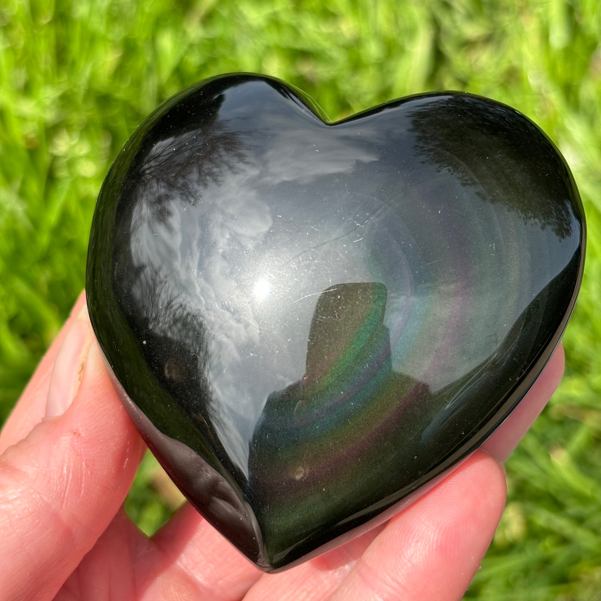 Rainbow Obsidian Puffy Heart | F - Shiny Crystals