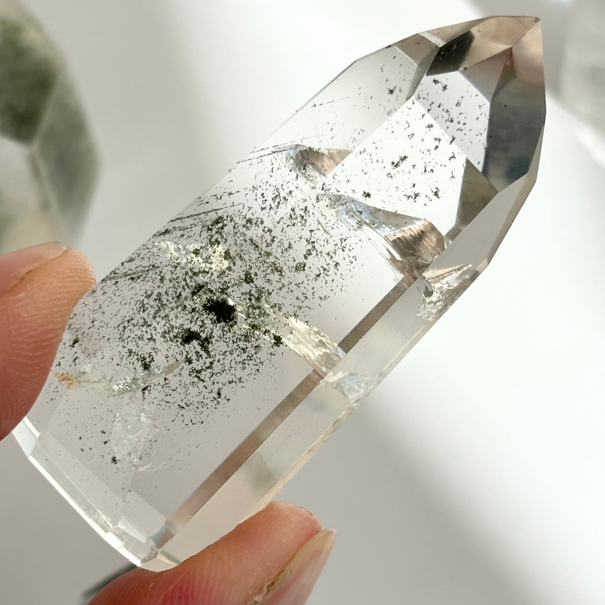 Green Chlorite Quartz Point | B - Shiny Crystals