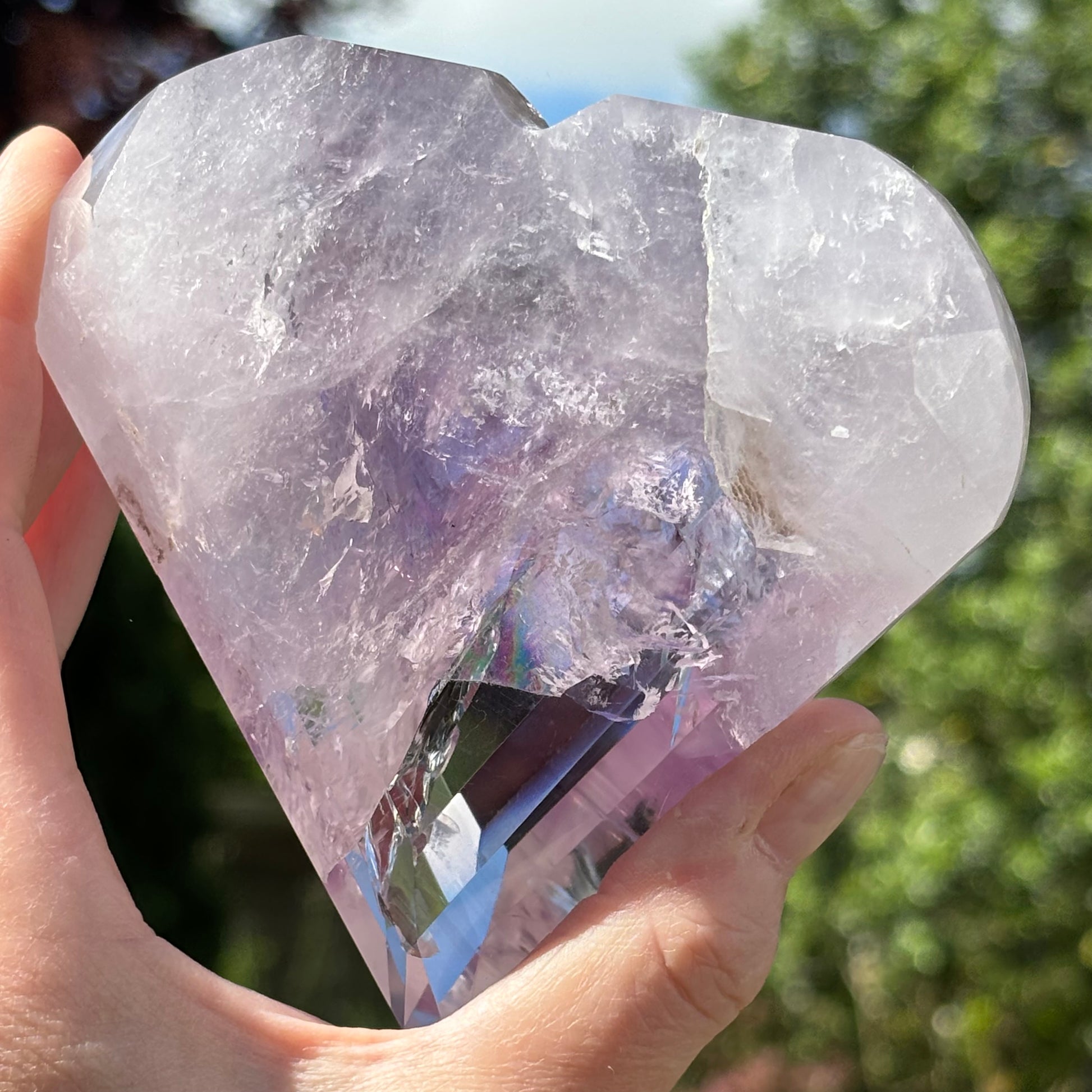 Large Faceted Amethyst Heart #1 - Shiny Crystals