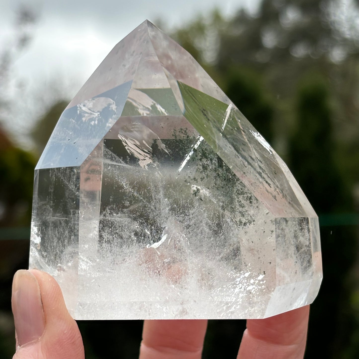 Green Phantom Chlorite Quartz Point | H - Shiny Crystals