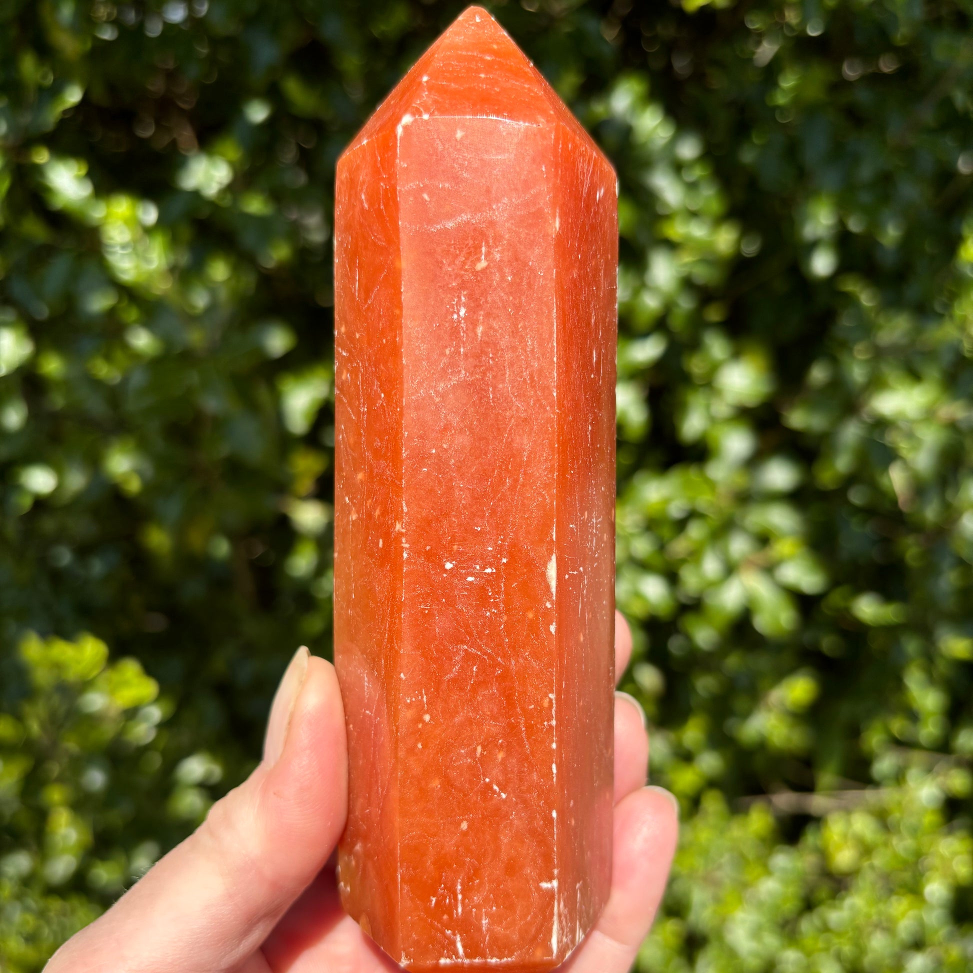 Red Selenite Tower - Shiny Crystals