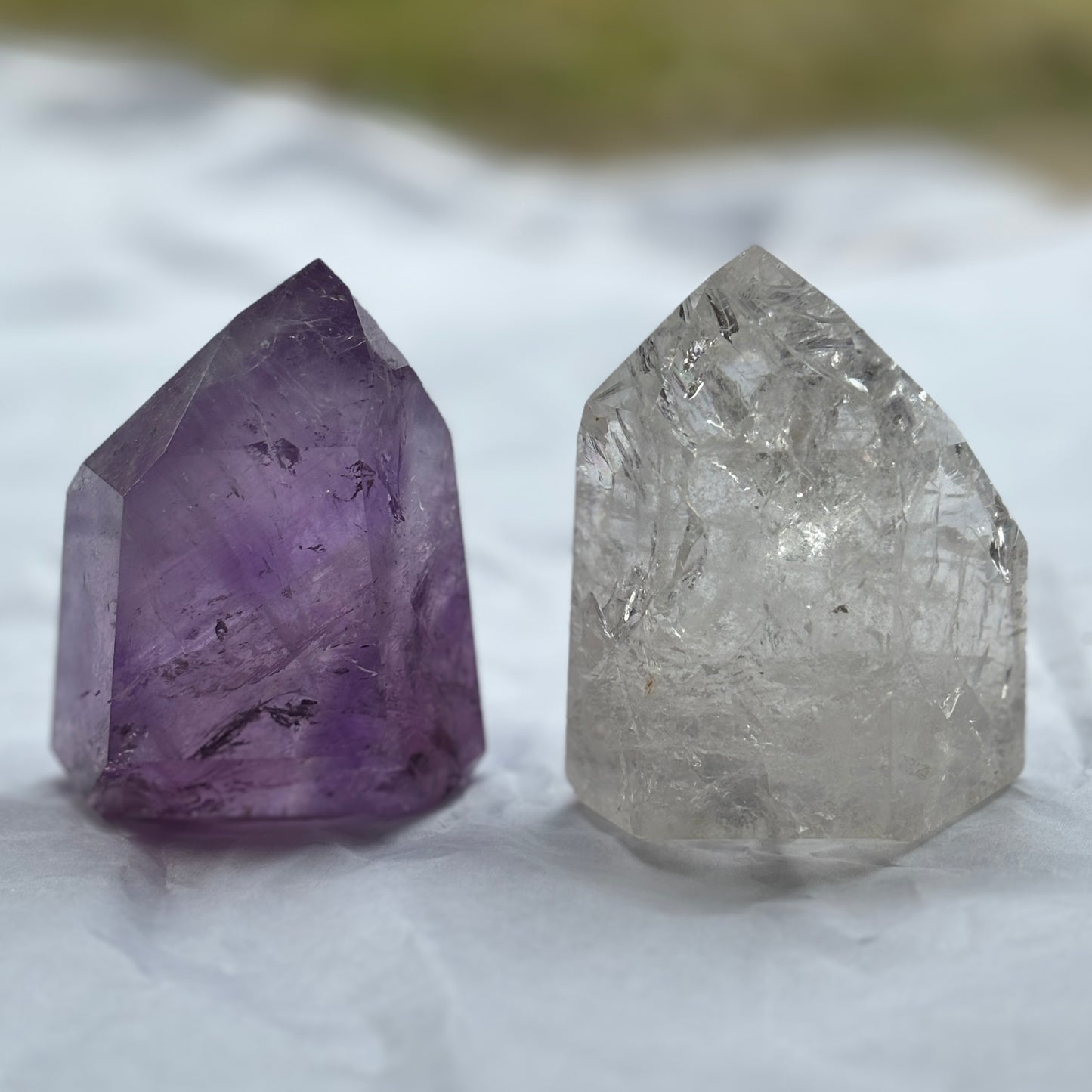 Soul & Clarity Crystal Set - Amethyst & Clear Quartz Points