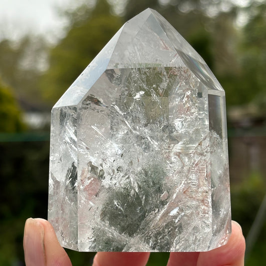 Lodolite - Garden Quartz Point with Phantoms | A - Shiny Crystals