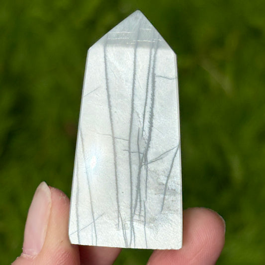 Flashy Silky Sage Garnierite - Green Moonstone Point