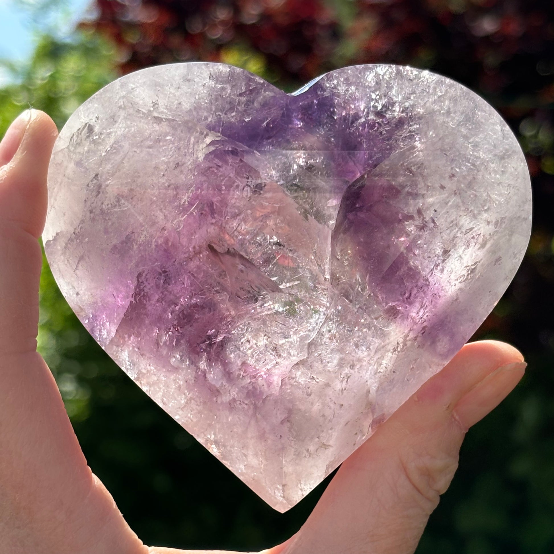 Large Faceted Amethyst Heart - Shiny Crystals