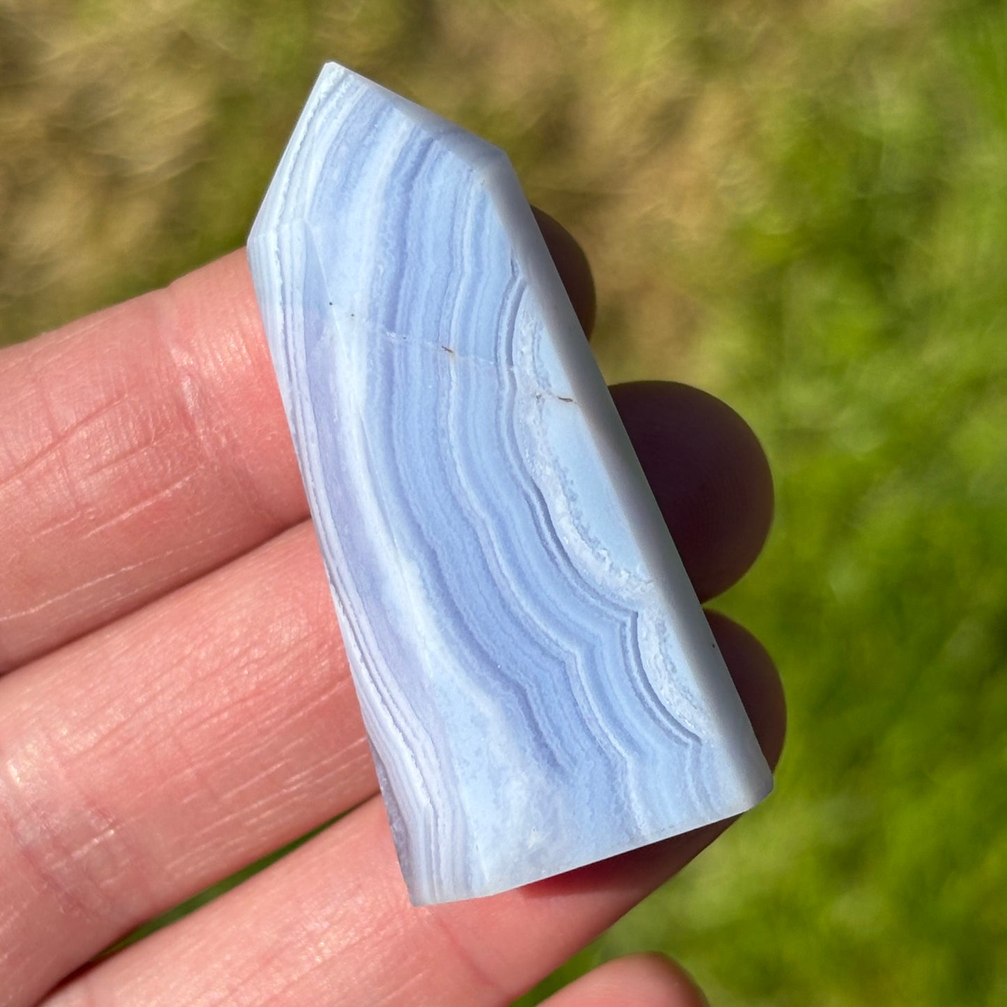 Blue Lace Agate Tower Point - Shiny Crystals