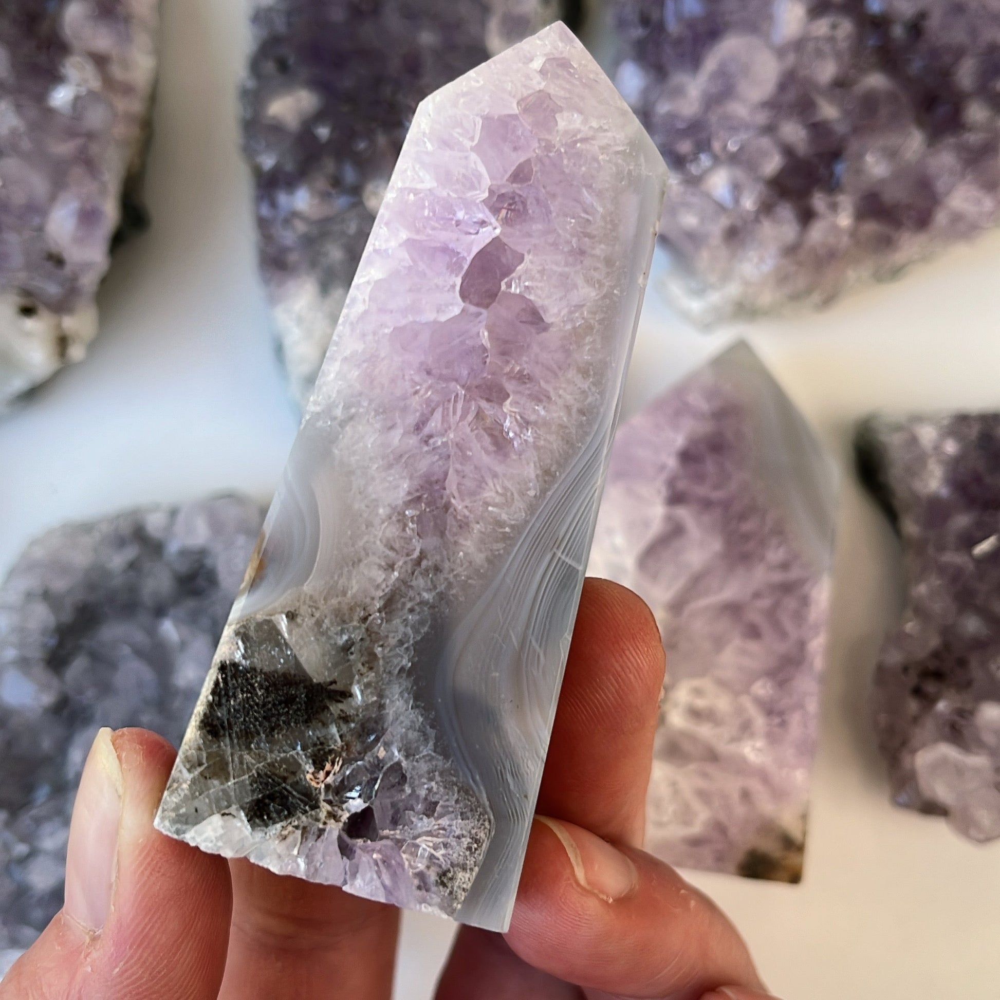 Amethyst Agate Tower | A - Shiny Crystals