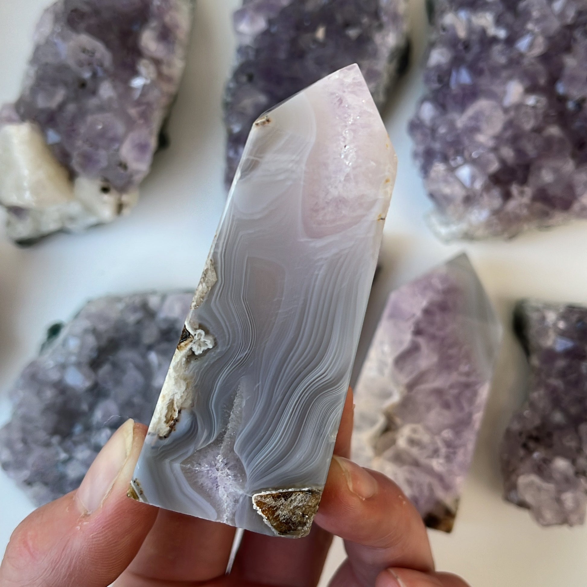 Amethyst Agate Tower | A - Shiny Crystals