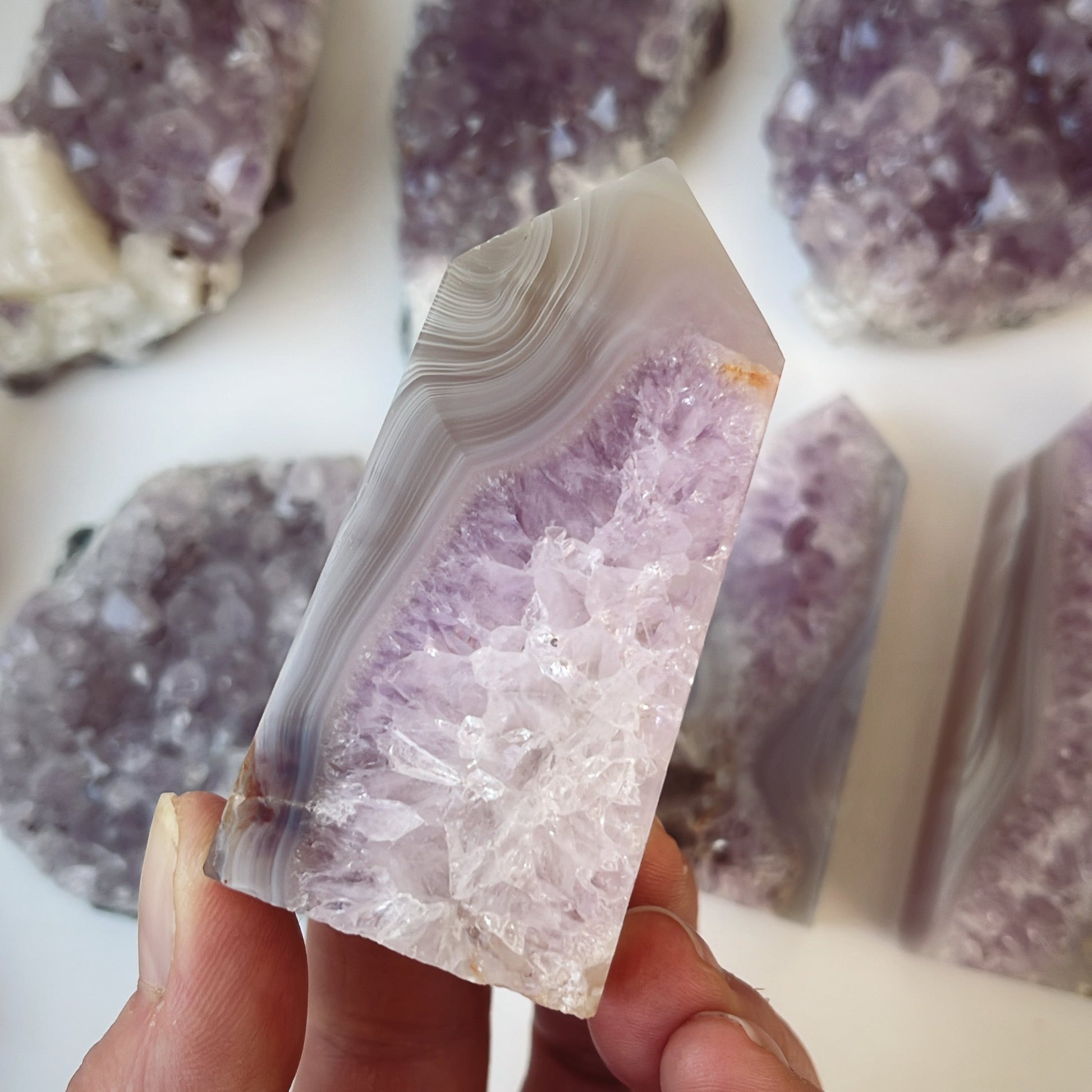 Amethyst Agate Tower | C - Shiny Crystals