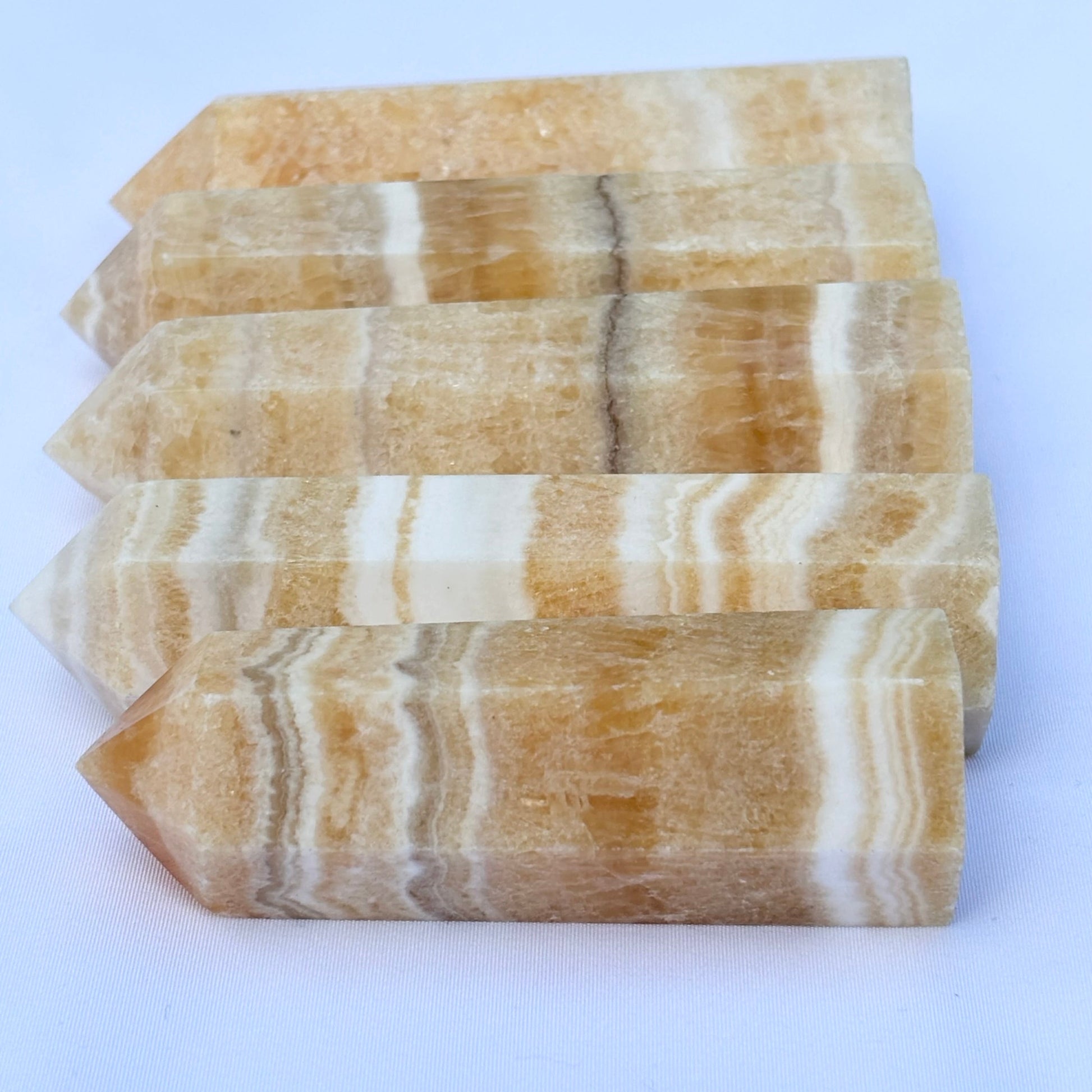 Banded Orange Calcite Point - Shiny Crystals