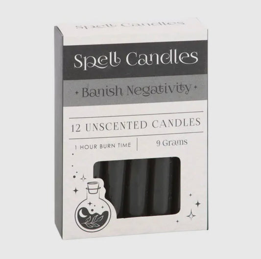 Black Banish Negativity Spell Candles - Shiny Crystals