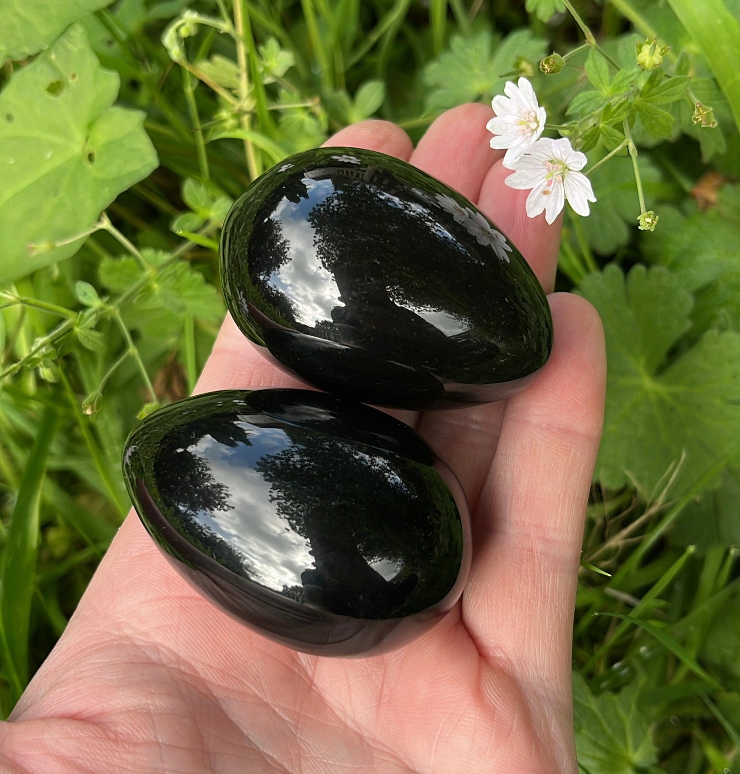 Black Obsidian Egg - Shiny Crystals