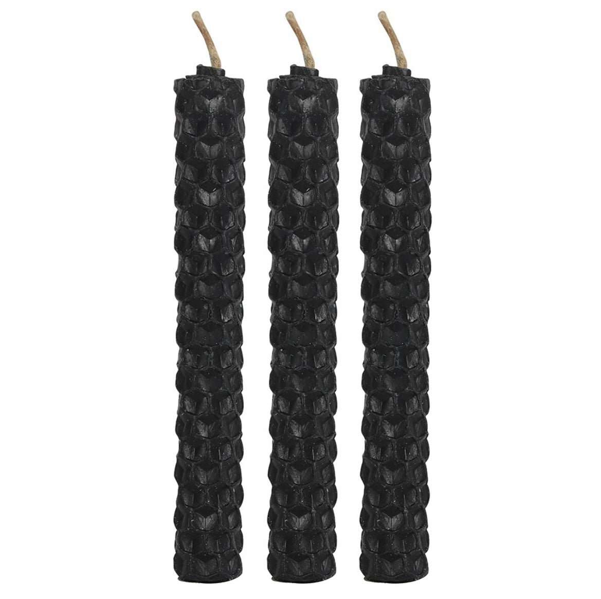 Black Protection Beeswax Candles - Shiny Crystals