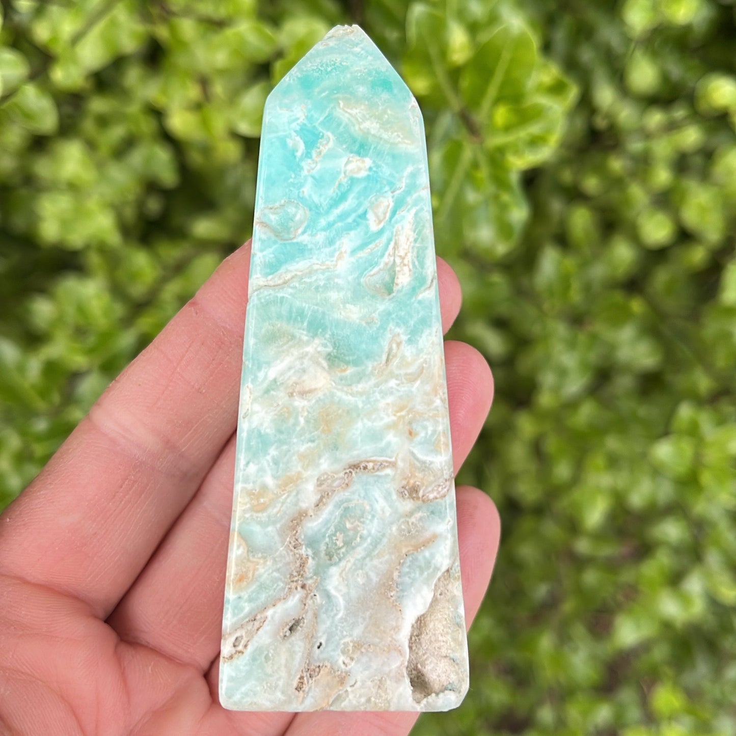 Blue Aragonite Obelisk Tower | A - Shiny Crystals