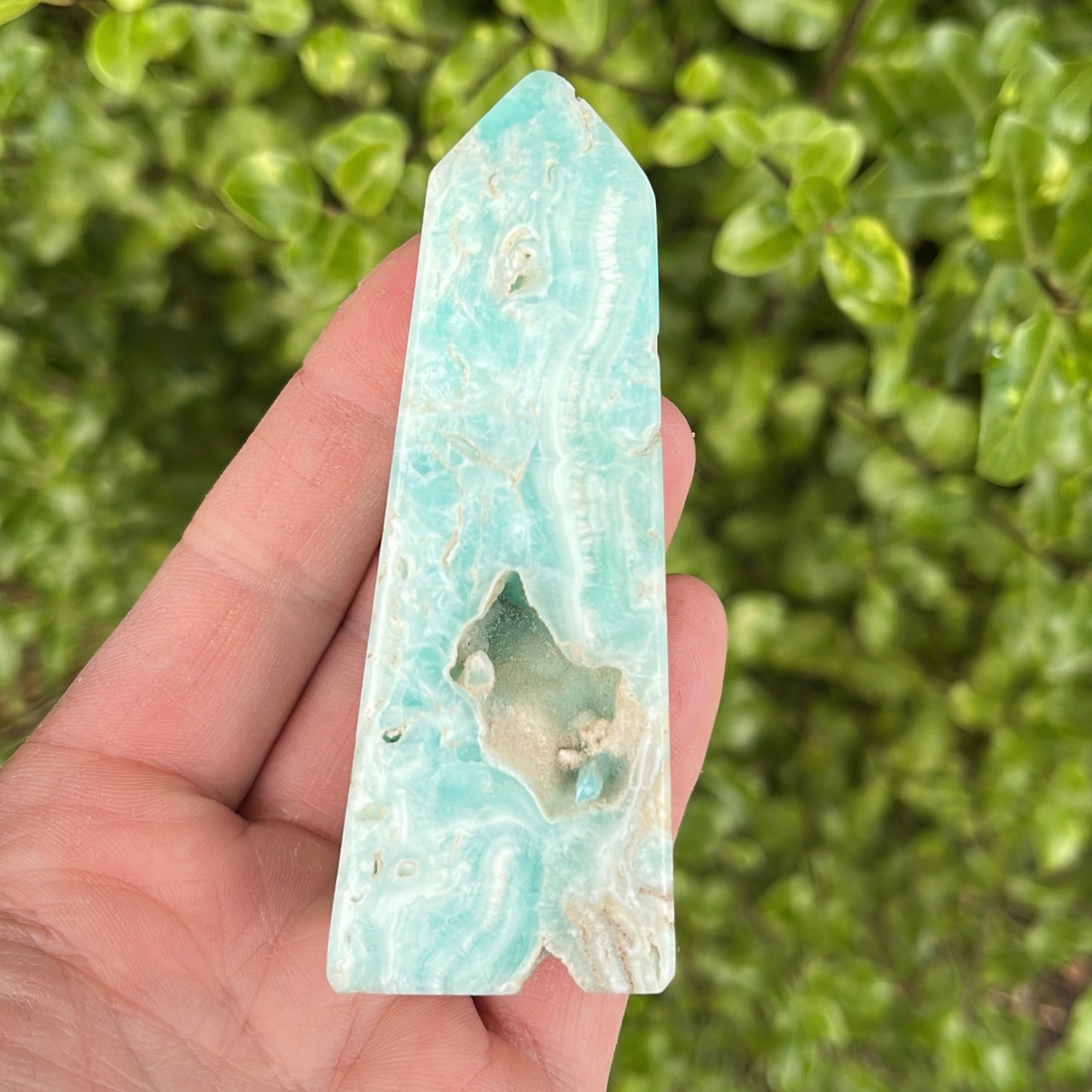 Blue Aragonite Obelisk Tower | A - Shiny Crystals