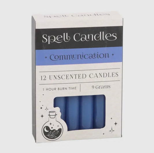 Blue Communication Spell Candles - Shiny Crystals