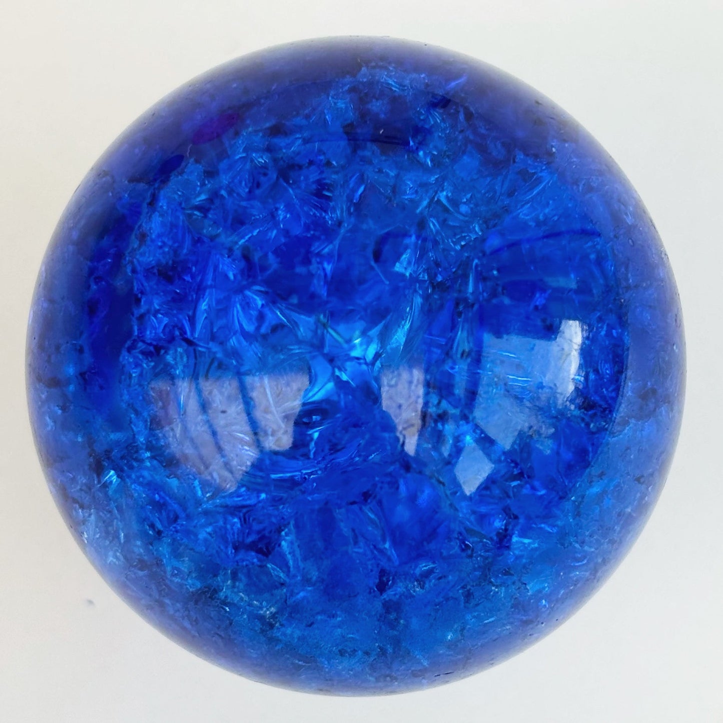 Blue Crackled Quartz Sphere - Shiny Crystals