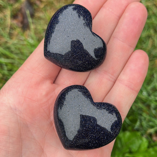 Blue Goldstone Heart - Shiny Crystals