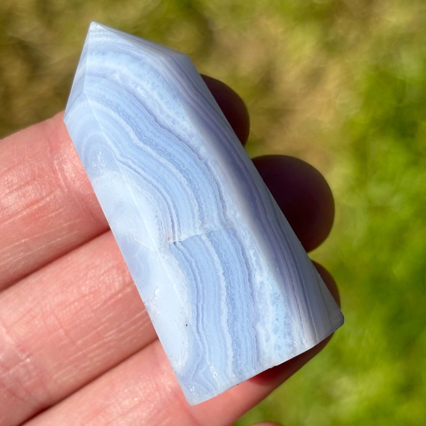 Blue Lace Agate Tower Point - Shiny Crystals