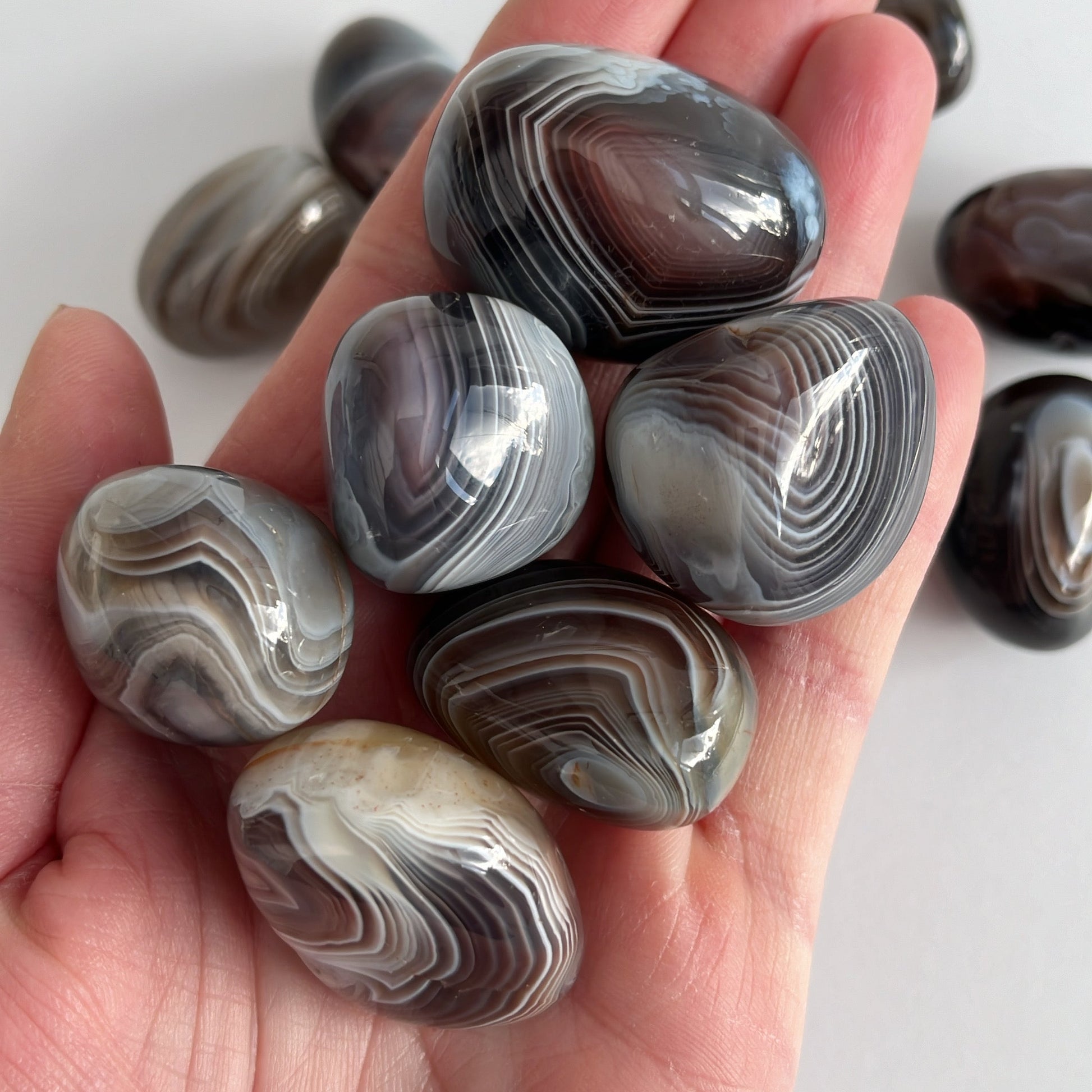 Botswana Agate Tumblestone - Shiny Crystals