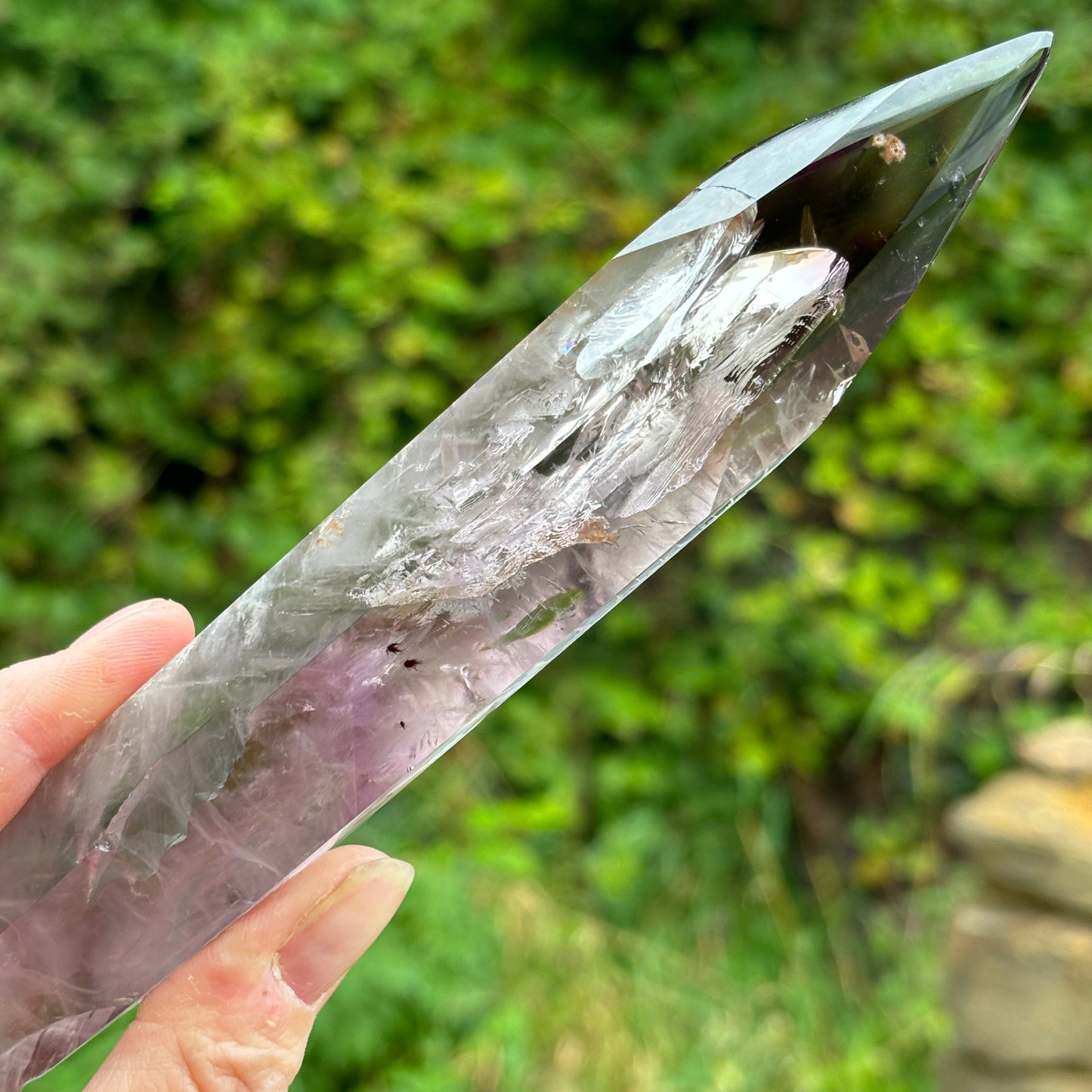 Brazilian Amethyst with Ametrine Faceted Half Polished Root #2 - Shiny Crystals