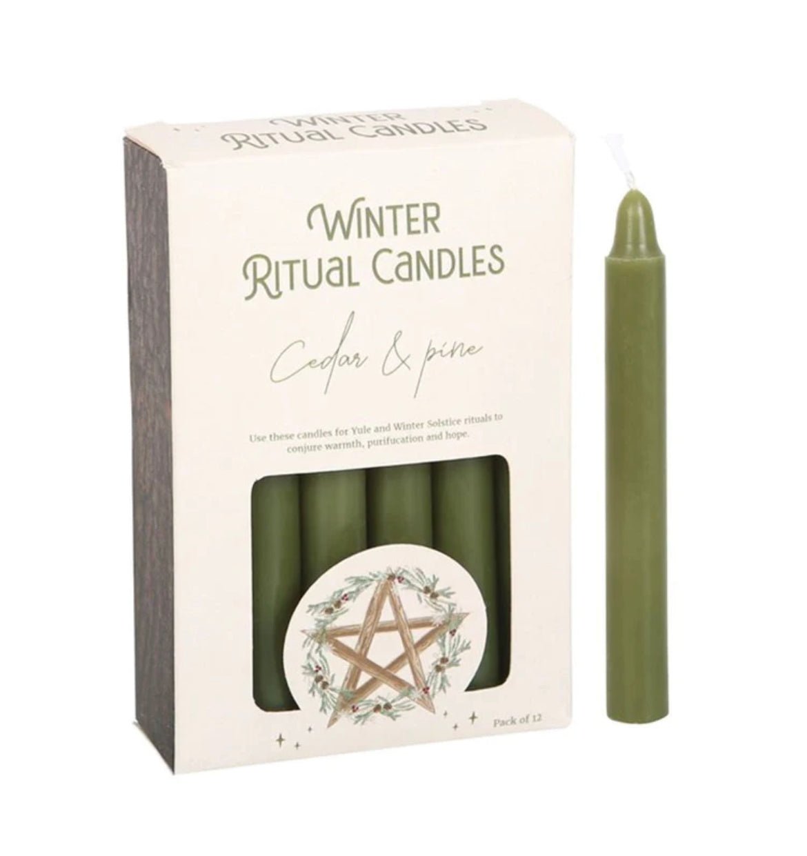 Cedar & Pine Green Spell Candles - Shiny Crystals