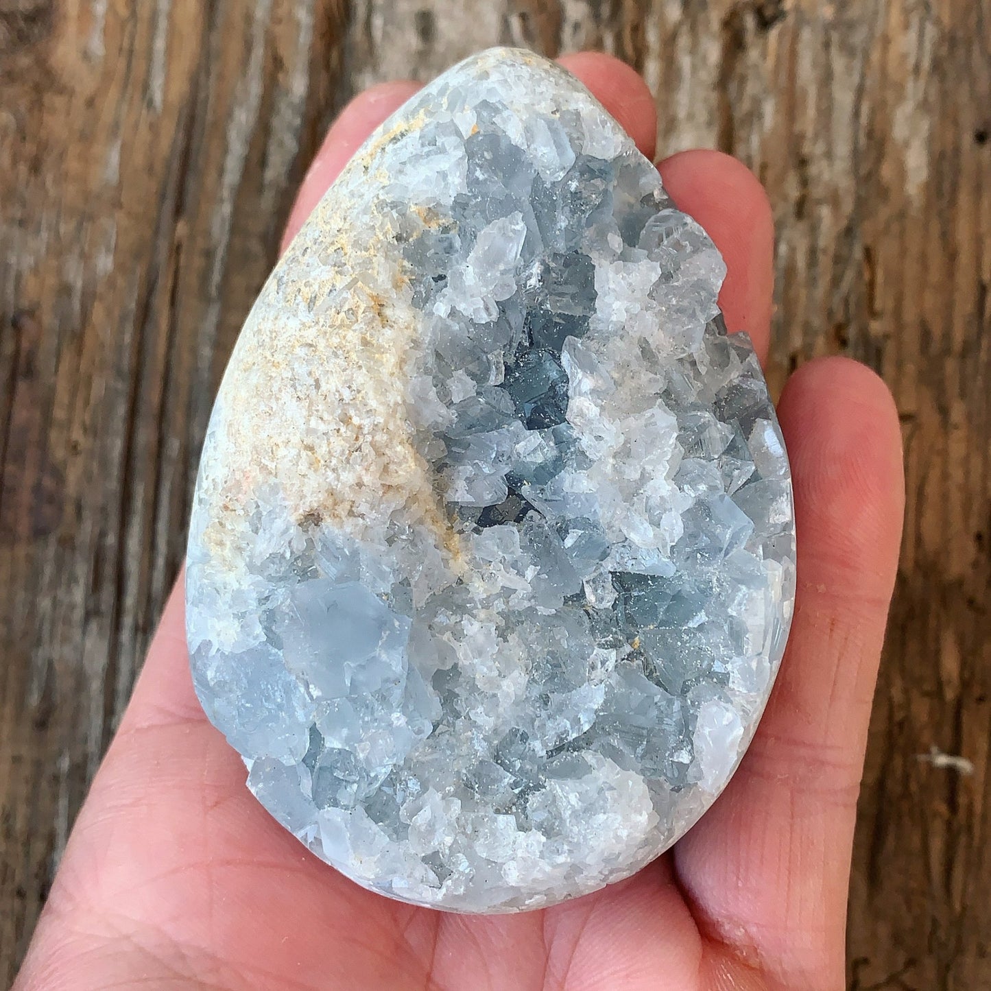 Celestite/Celestine Cluster Egg - Shiny Crystals