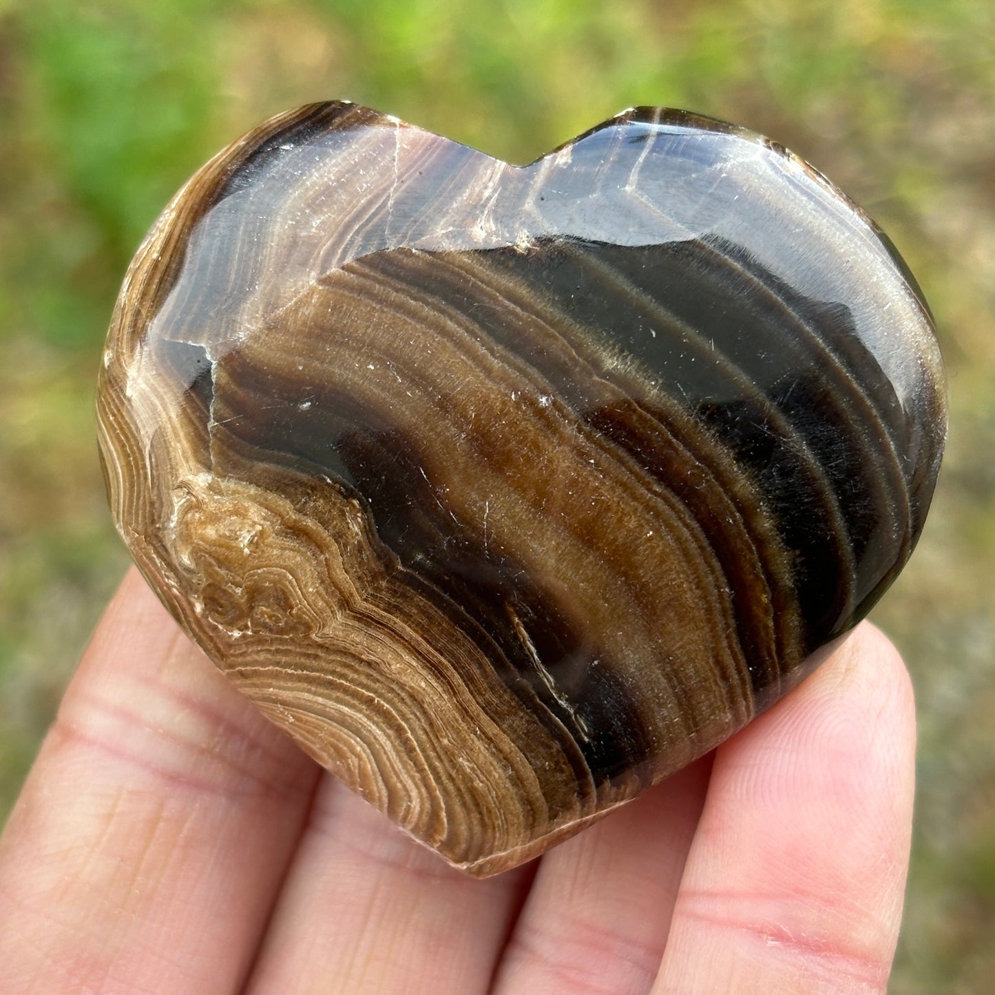 Chocolate Calcite Heart #2 - Shiny Crystals