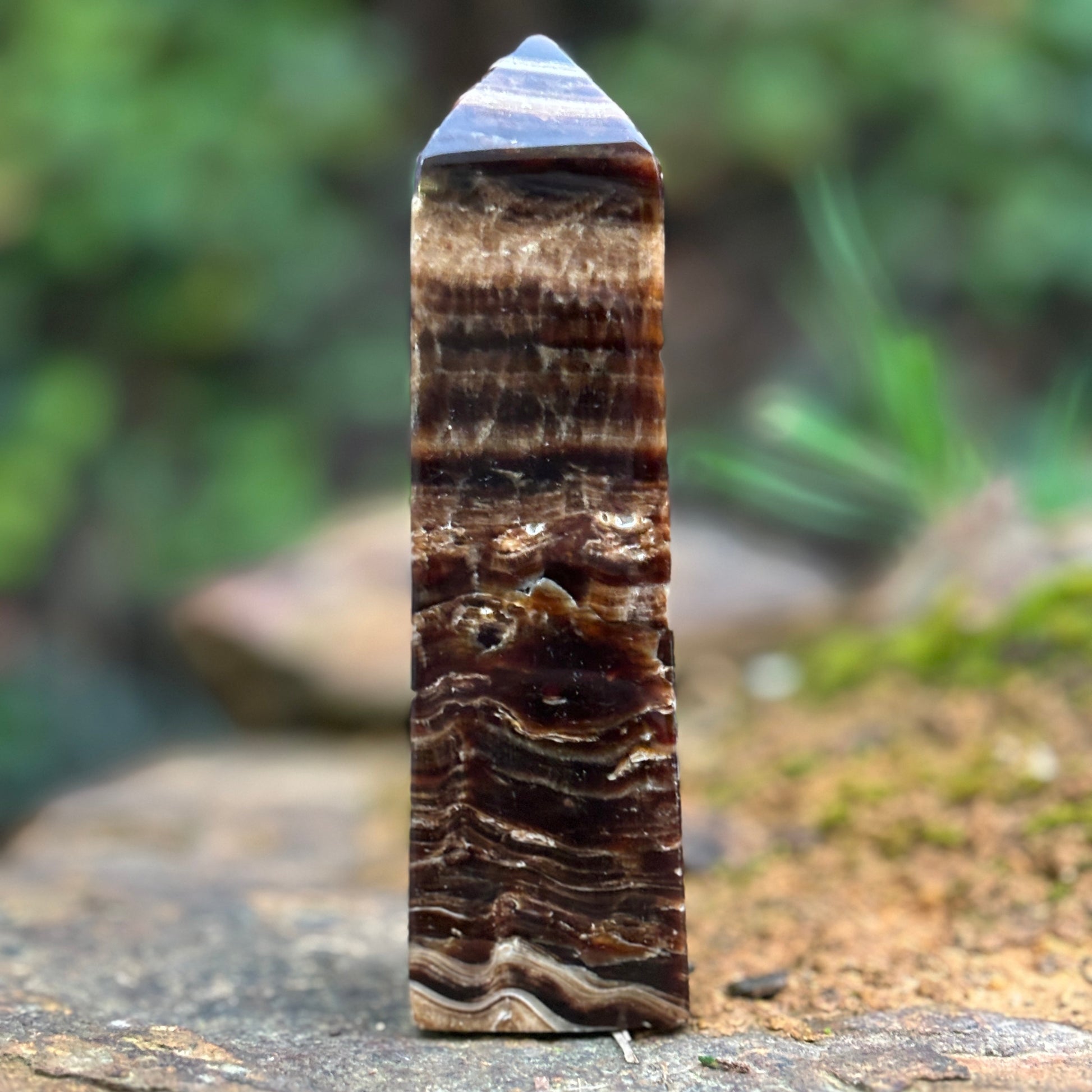 Chocolate Calcite Obelisk Tower | A - Shiny Crystals