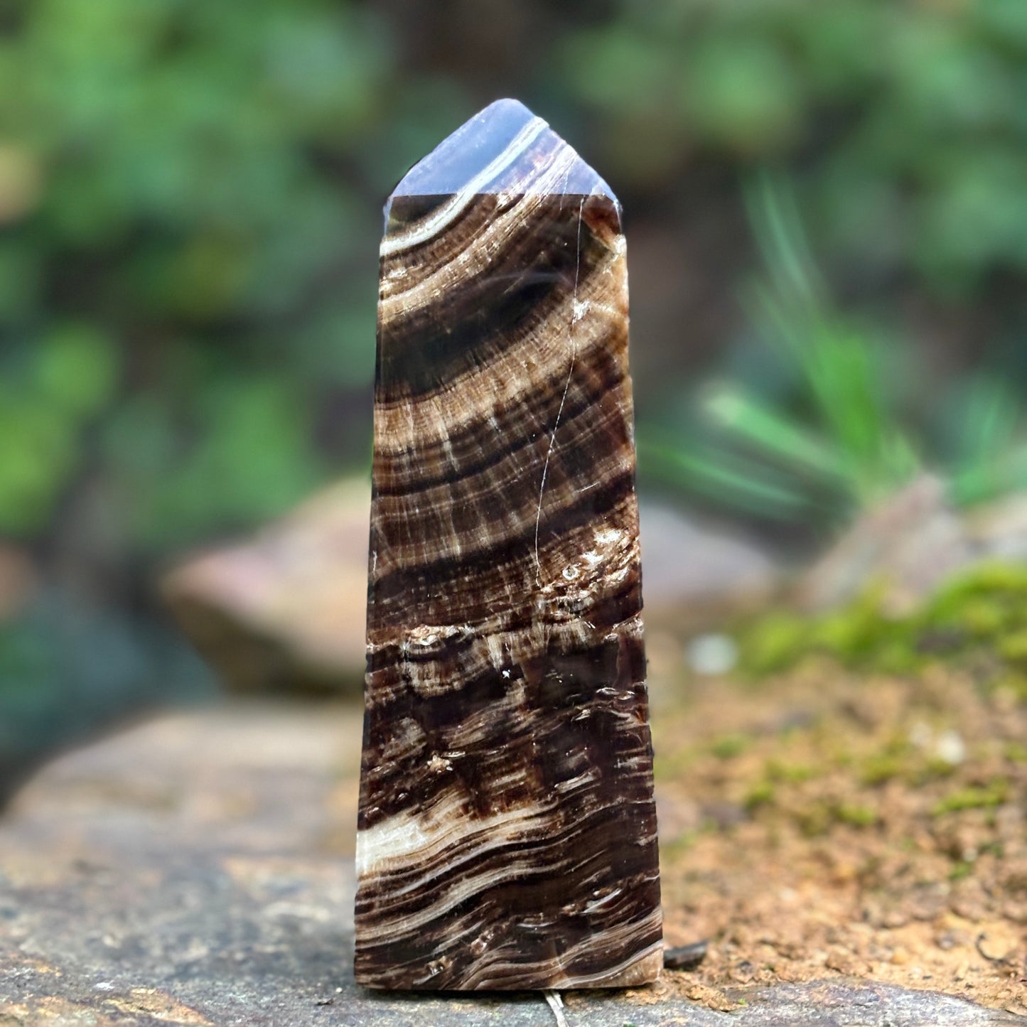 Chocolate Calcite Obelisk Tower | A - Shiny Crystals