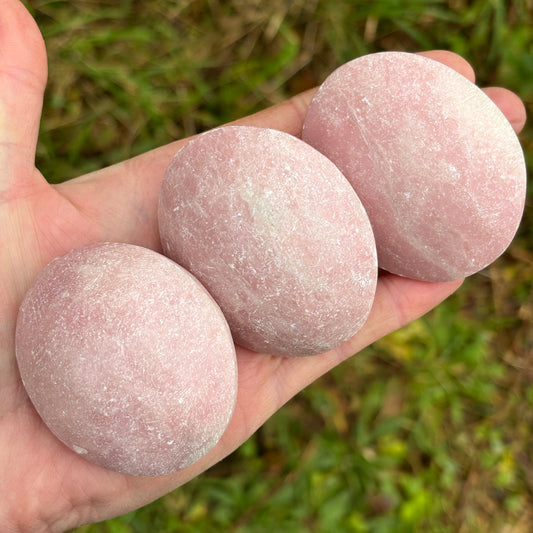 Chunky Pink Opal Palmstone - Shiny Crystals