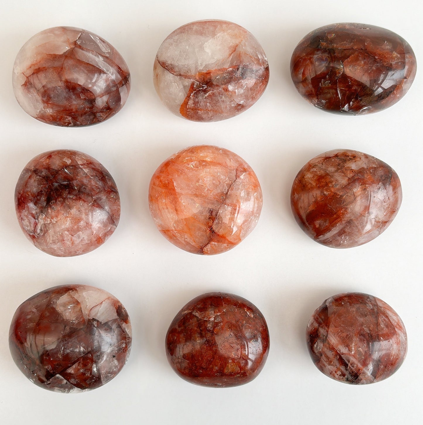 Fire Quartz Palmstone - Shiny Crystals