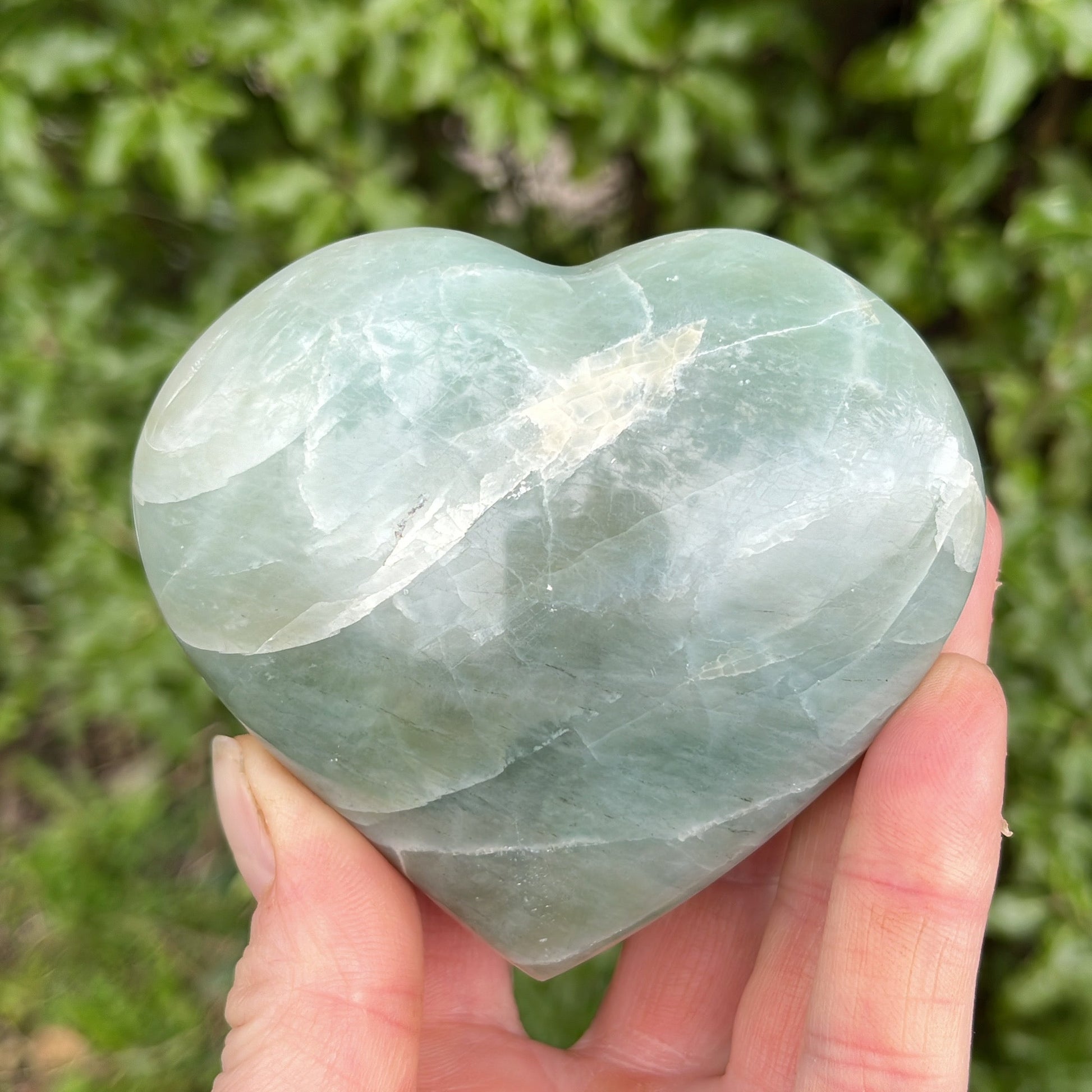 Garnierite - Green Moonstone Heart - Shiny Crystals