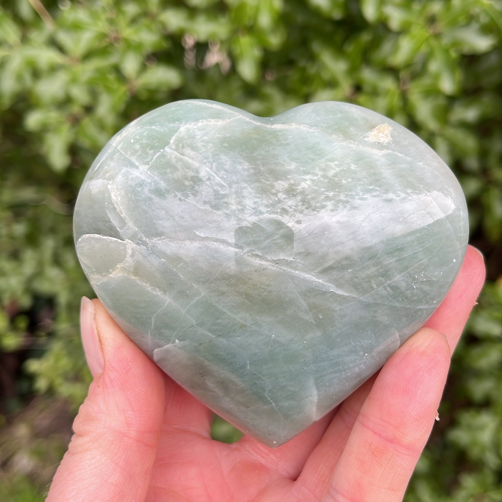 Garnierite - Green Moonstone Heart - Shiny Crystals