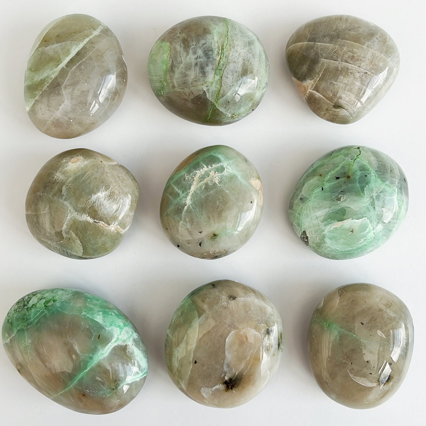 Garnierite - Green Moonstone Palmstone - Shiny Crystals