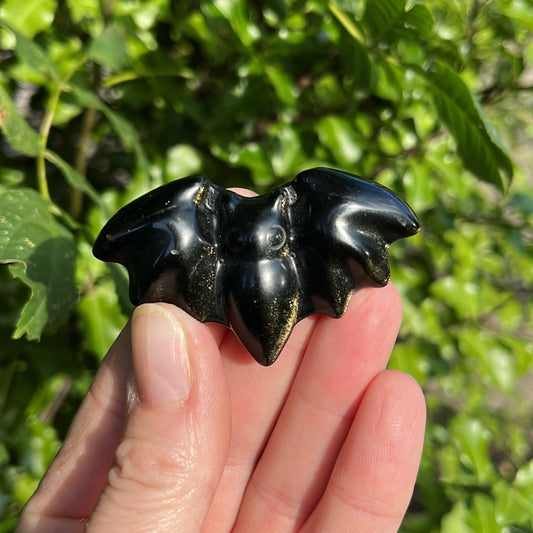 Golden Obsidian Bat - Shiny Crystals