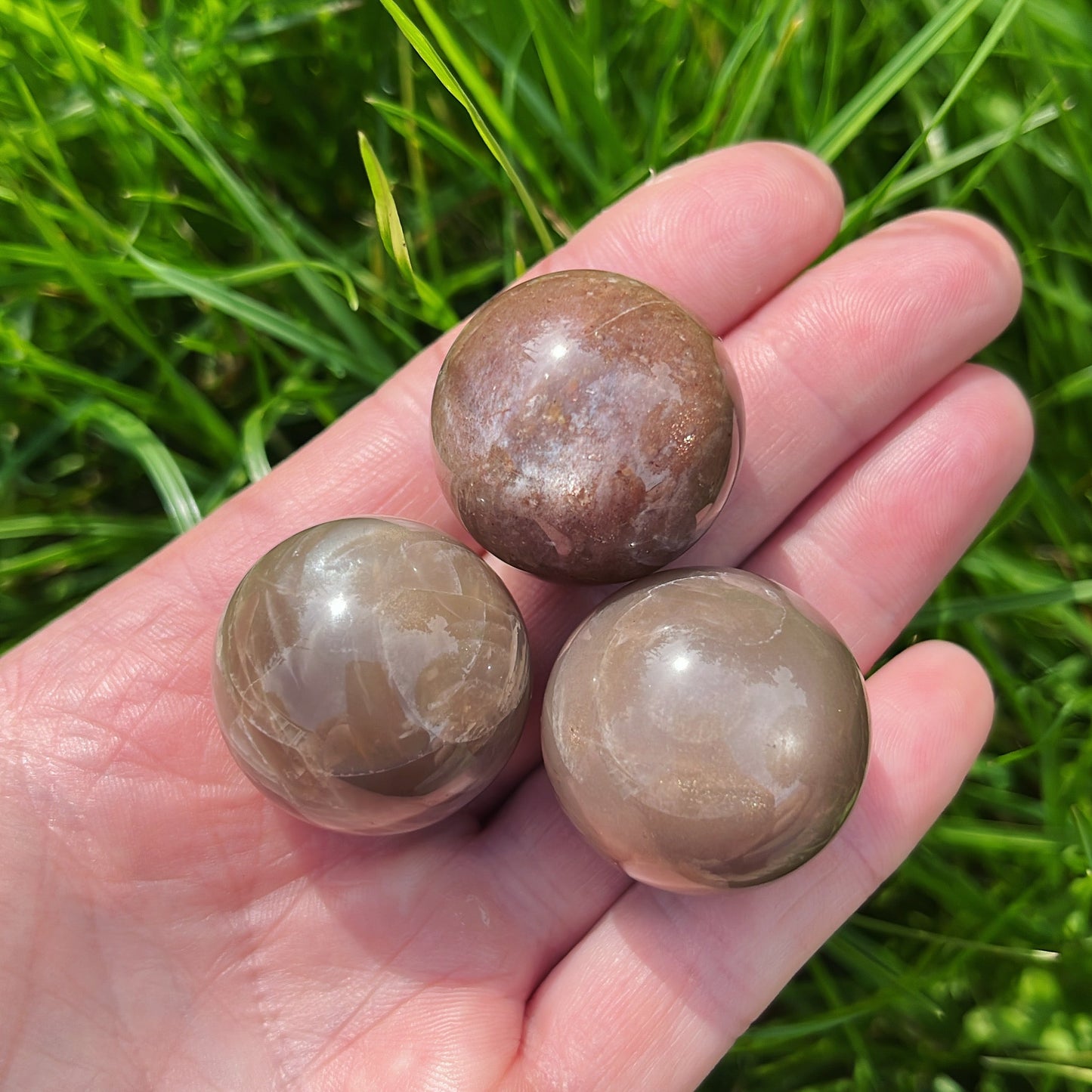 Golden Sunstone Sphere - Shiny Crystals