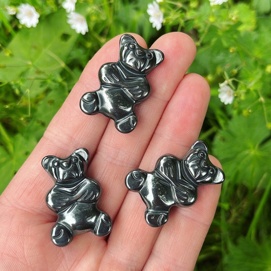 Hematite Teddy Bear - Shiny Crystals