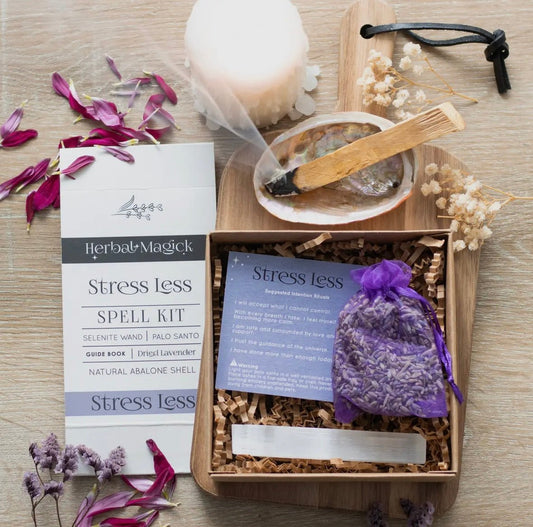 Herbal Magick Stress Less Spell Kit - Shiny Crystals