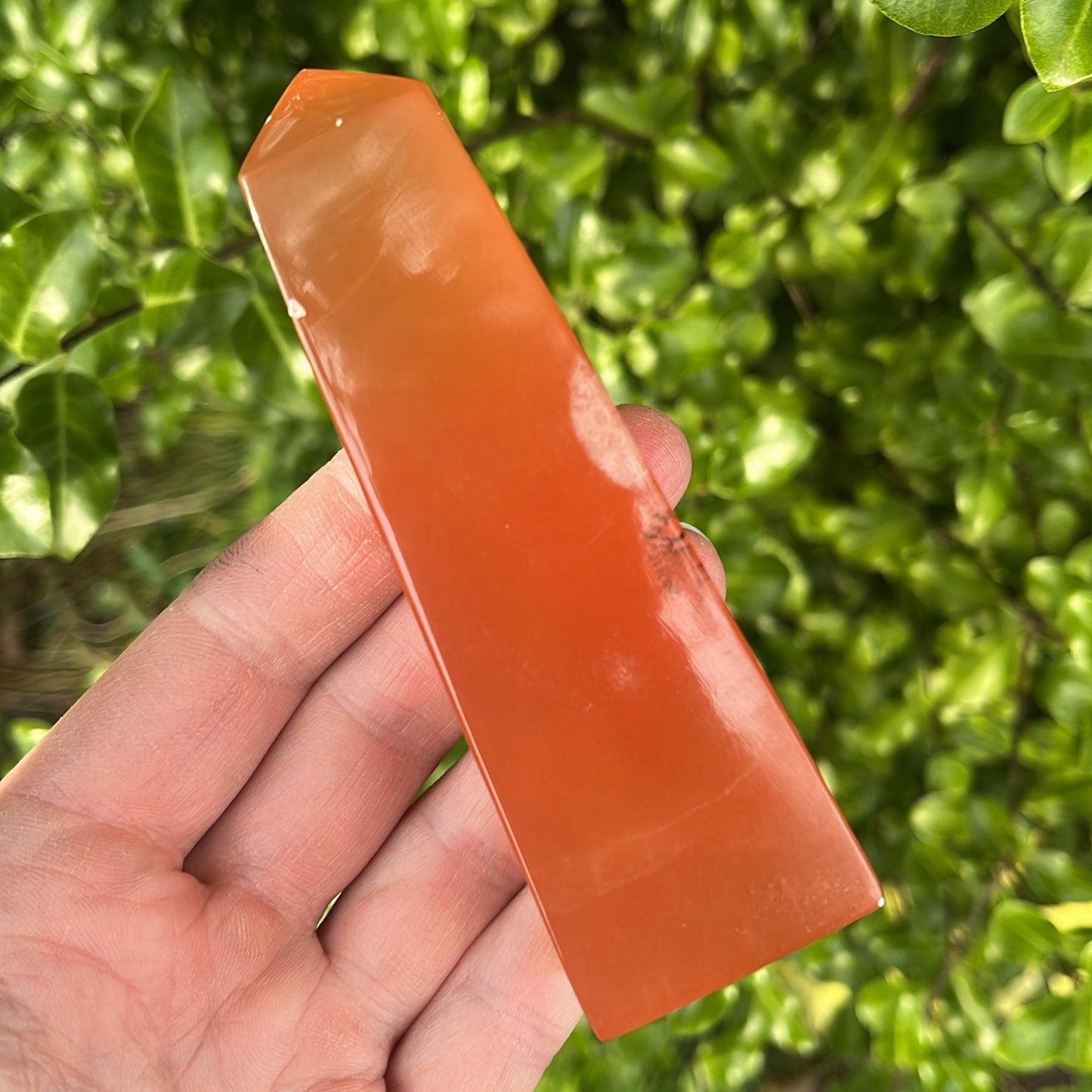 Honey Calcite Obelisk Tower | B - Shiny Crystals