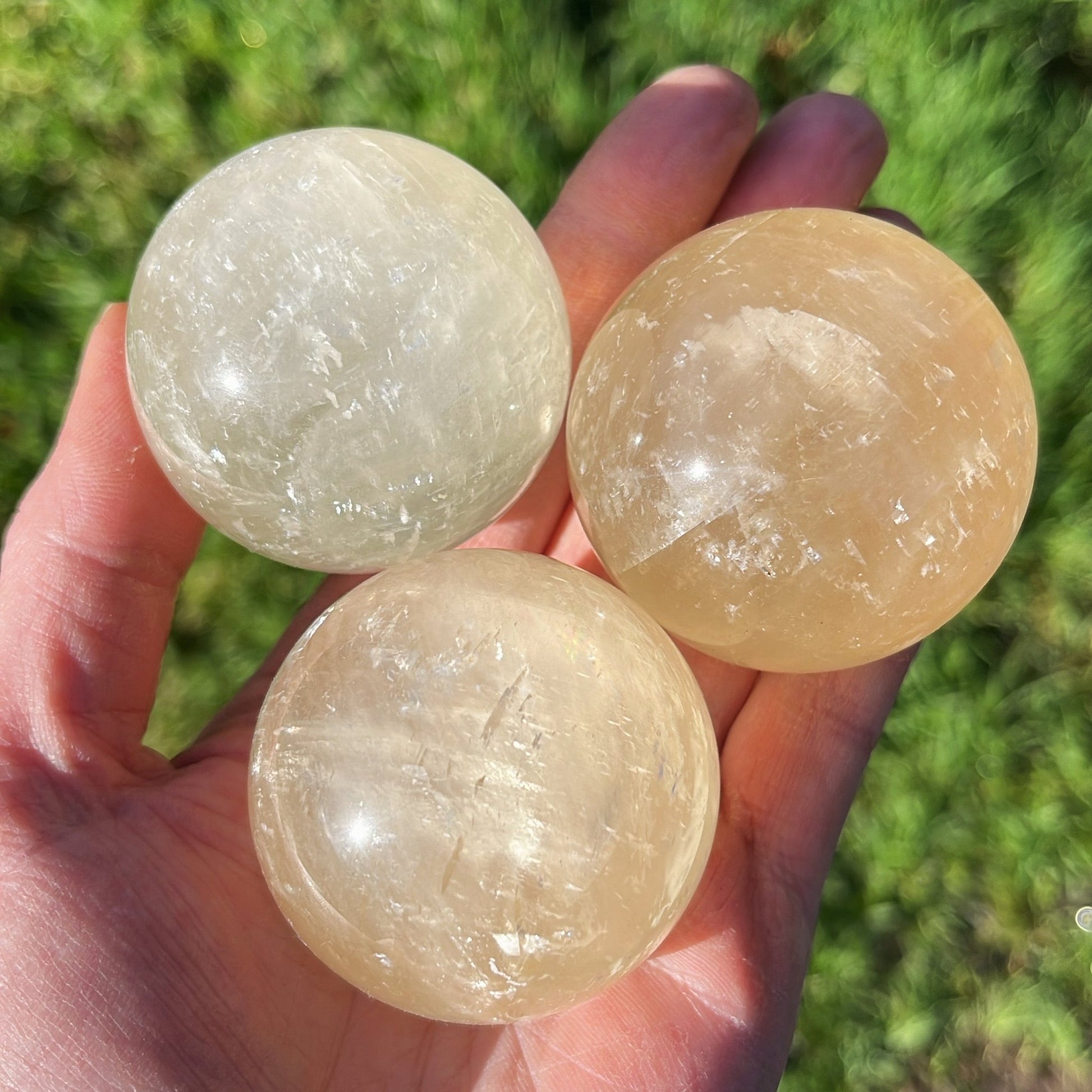 Honey Calcite Sphere - Shiny Crystals