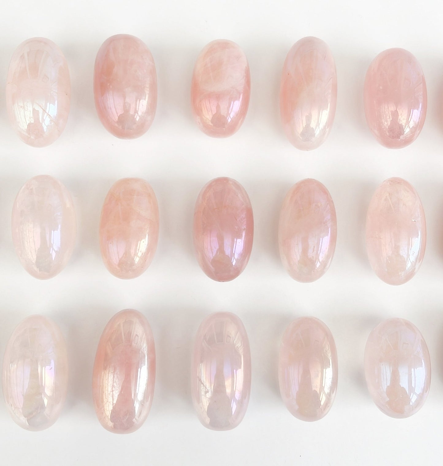 Large Aura Rose Quartz Tumblestone - Shiny Crystals