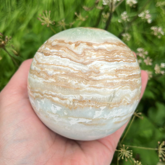 Large Caribbean Calcite Sphere - Shiny Crystals